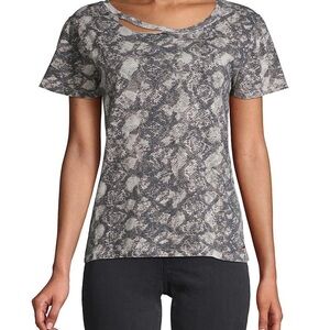 N: Philanthropy Sz S Snake Print Distressed Tee Shirt